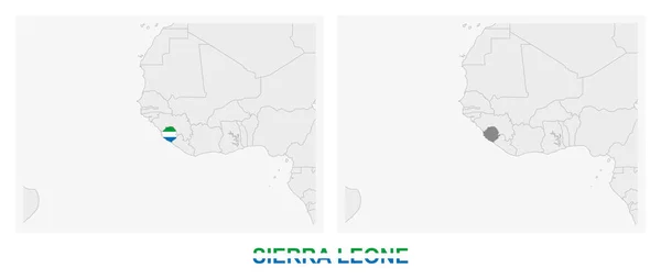 Zwei Versionen Der Karte Von Sierra Leone Mit Der Flagge — Stockvektor
