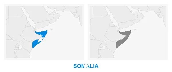 Zwei Versionen Der Somalischen Landkarte Mit Der Flagge Somalias Und — Stockvektor