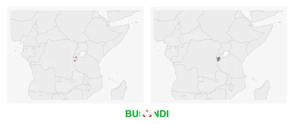 Zwei Versionen Der Karte Von Burundi Mit Der Flagge Von — Stockvektor