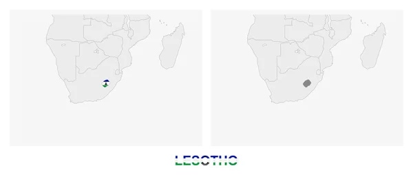 Zwei Versionen Der Karte Südafrikas Mit Der Flagge Südafrikas Und — Stockvektor