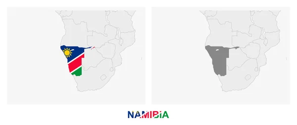Zwei Versionen Der Karte Von Namibia Mit Der Flagge Von — Stockvektor