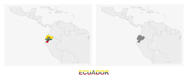 Zwei Versionen Der Landkarte Von Ecuador Mit Der Flagge Von — Stockvektor