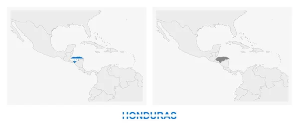 Zwei Versionen Der Landkarte Von Honduras Mit Der Flagge Von — Stockvektor