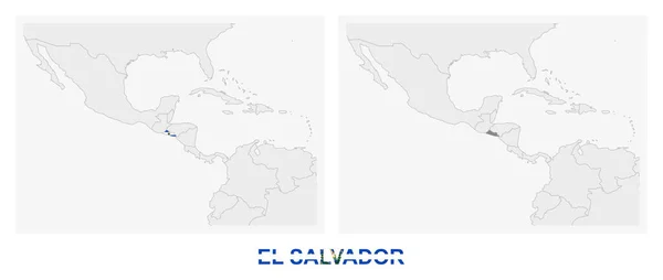 Zwei Versionen Der Karte Von Salvador Mit Der Flagge Von — Stockvektor