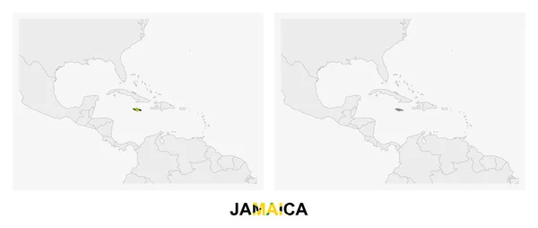 Zwei Versionen Der Karte Von Jamaika Mit Der Flagge Von — Stockvektor