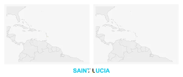 Zwei Versionen Der Karte Von Lucia Mit Der Flagge Von — Stockvektor