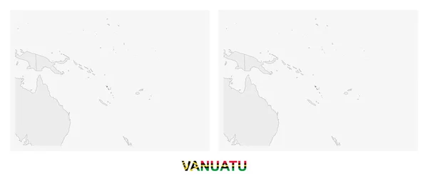 Zwei Versionen Der Karte Von Vanuatu Mit Der Flagge Von — Stockvektor