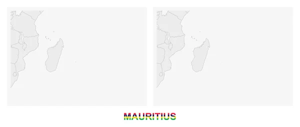 Zwei Versionen Der Karte Von Mauritius Mit Der Flagge Von — Stockvektor