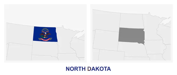 Dos Versiones Del Mapa Del Estado Dakota Del Norte Con — Vector de stock