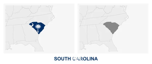 Zwei Versionen Der Karte Des Bundesstaates South Carolina Mit Der — Stockvektor