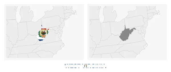 Zwei Versionen Der Karte Des Bundesstaates West Virginia Mit Der — Stockvektor