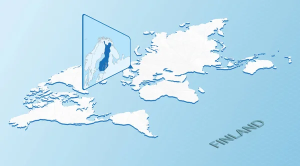 Mapa Del Mundo Estilo Isométrico Con Mapa Detallado Finlandia Mapa — Vector de stock