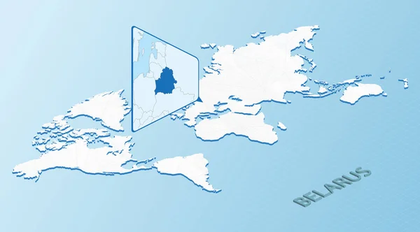 ベラルーシは ベラルーシの詳細な地図で同程度のスタイルで世界地図 抽象的な世界地図を持つライトブルーベラルーシ地図 — ストックベクタ
