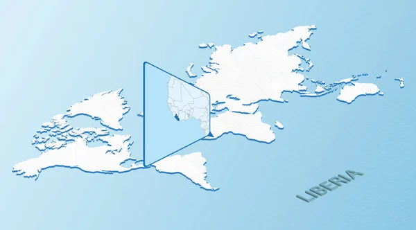 Wereldkaart Isometrische Stijl Met Gedetailleerde Kaart Van Liberia Lichtblauwe Liberia — Stockvector