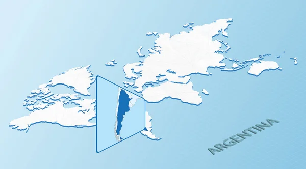 Weltkarte Isometrischen Stil Mit Detaillierter Landkarte Von Argentinien Hellblaue Argentinien — Stockvektor