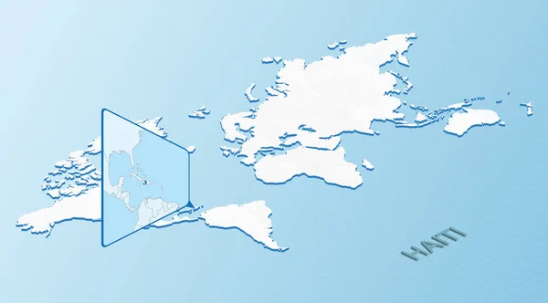 Wereldkaart Isometrische Stijl Met Gedetailleerde Kaart Van Haïti Lichtblauwe Haïti — Stockvector