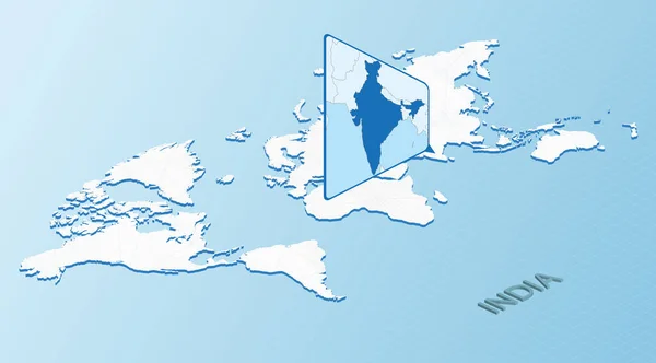Παγκόσμιος Χάρτης Ισομετρικό Στυλ Αναλυτικό Χάρτη Της Ινδίας Ανοικτός Μπλε — Διανυσματικό Αρχείο