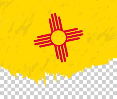 Şeffaf bir arkaplanda New Mexico 'nun Grunge tarzı bayrağı.