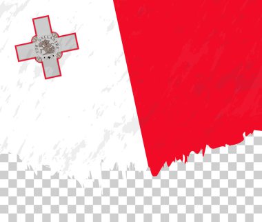 Şeffaf arkaplanda Grunge tarzı Malta bayrağı.
