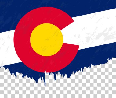 Şeffaf bir arkaplanda Grunge tarzı Colorado bayrağı.
