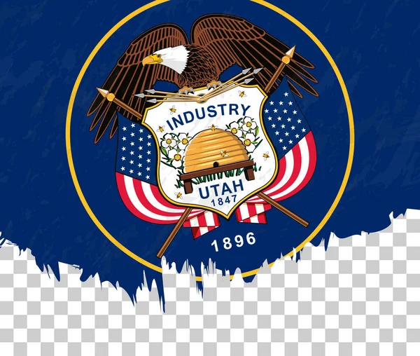 Bandera Estilo Grunge Utah Sobre Fondo Transparente — Vector de stock