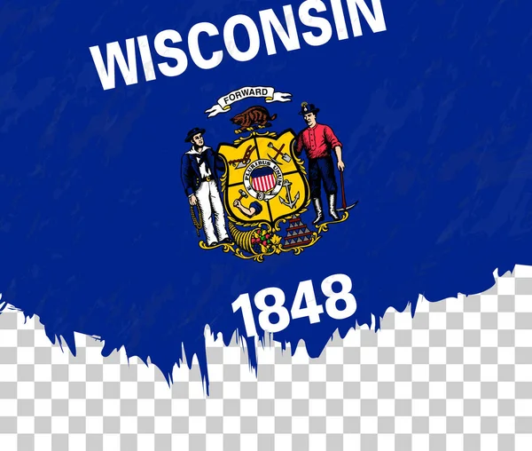 Bandera Estilo Grunge Wisconsin Sobre Fondo Transparente — Vector de stock