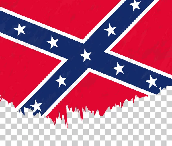 Grunge Style Flag Confederate Transparent Background — Stock Vector