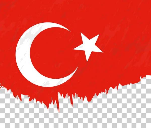 Turecká Vlajka Stylu Grunge Průhledném Pozadí — Stockový vektor
