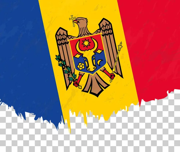 Grunge Stil Flagga Moldavien Transparent Bakgrund — Stock vektor