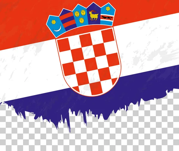 Grunge Stijl Vlag Van Kroatië Een Transparante Achtergrond — Stockvector