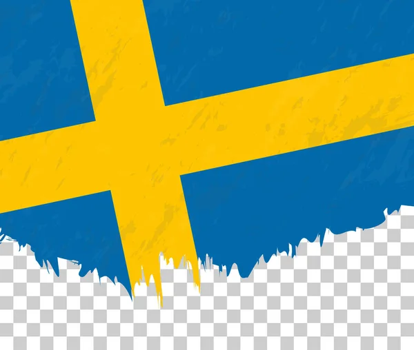 Bandeira Grunge Style Suécia Fundo Transparente — Vetor de Stock