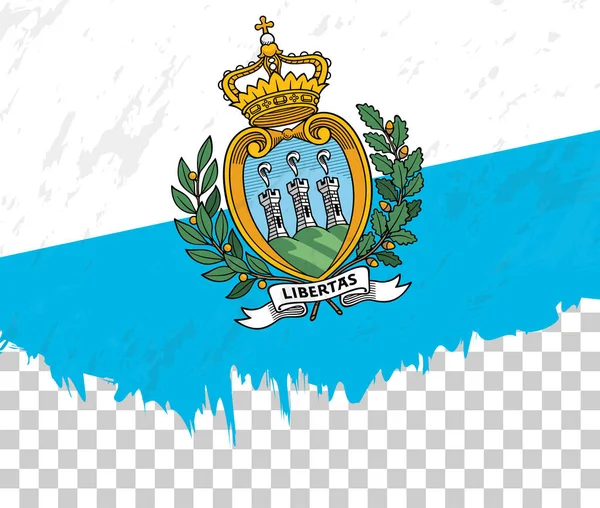 Bandeira Grunge Estilo San Marino Fundo Transparente —  Vetores de Stock