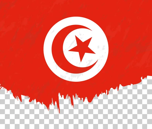 Bandiera Stile Grunge Della Tunisia Sfondo Trasparente — Vettoriale Stock