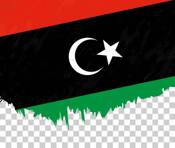 Líbia Grunge Stílusú Zászlója Átlátható Háttérrel — Stock Vector