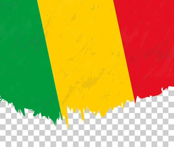 透明背景下的Grunge风格的马里国旗 — 图库矢量图片