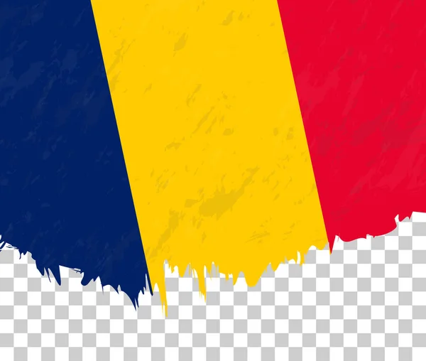 Grunge Stil Flagga Tchad Transparent Bakgrund — Stock vektor