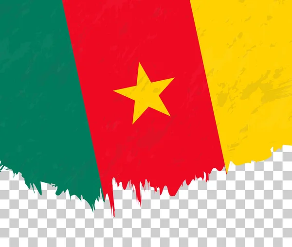 Гранж Флаг Камеруна Прозрачном Фоне — стоковый вектор