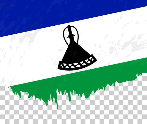 Grunge Style Flag Lesotho Transparent Background — Stock Vector
