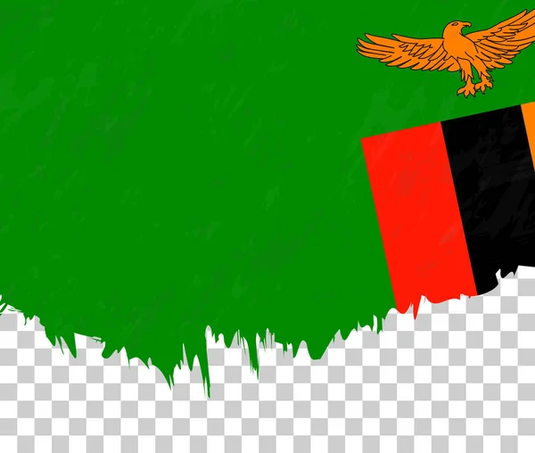 Bandera Estilo Grunge Zambia Sobre Fondo Transparente — Vector de stock