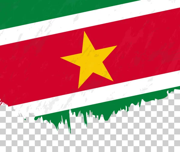 Grunge Style Flag Suriname Transparent Background — Stock Vector