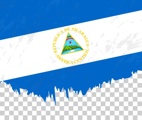 Bandeira Estilo Grunge Nicarágua Fundo Transparente — Vetor de Stock