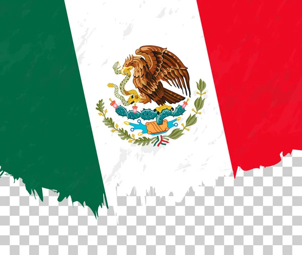 Mexická Vlajka Stylu Grunge Průhledném Pozadí — Stockový vektor