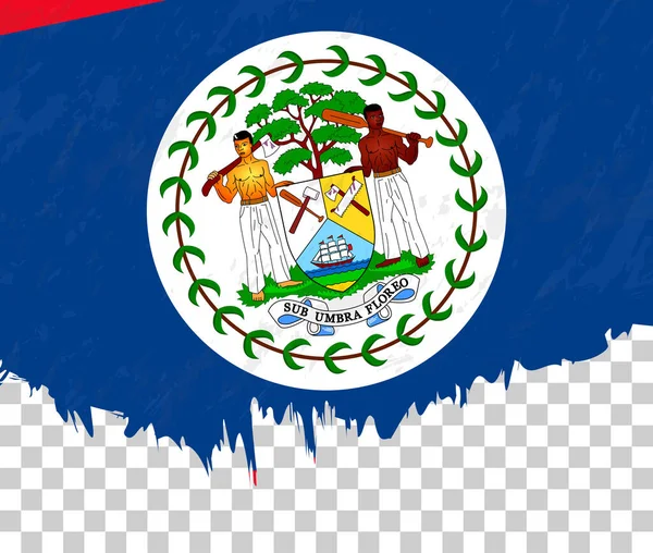 Bandeira Grunge Estilo Belize Fundo Transparente —  Vetores de Stock