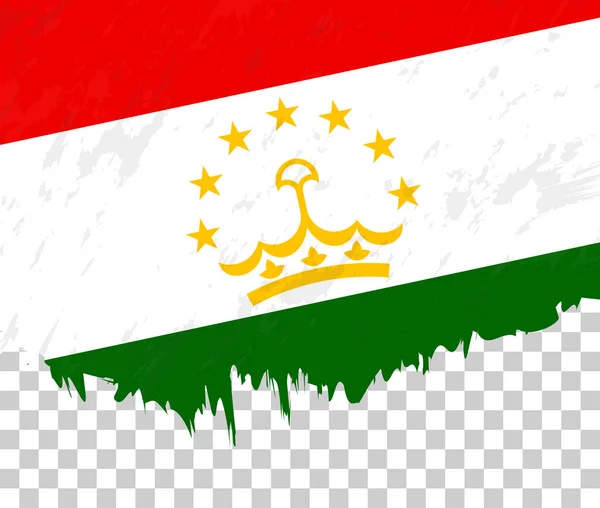 Гранж Флаг Таджикистана Прозрачном Фоне — стоковый вектор