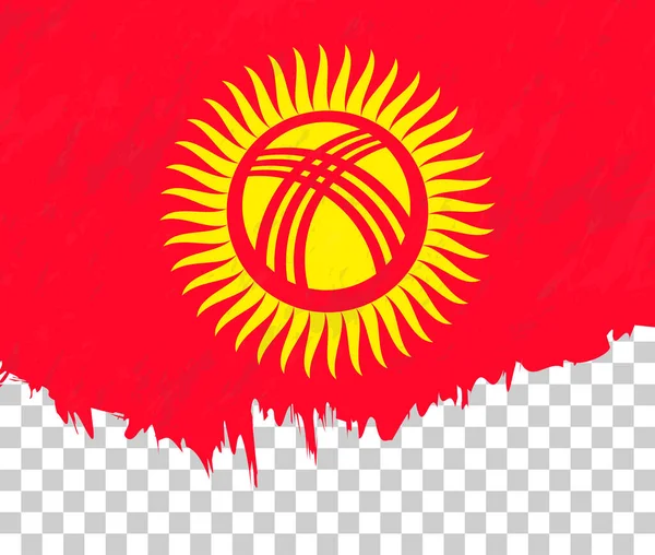 Flagge Kirgisistans Grunge Stil Auf Transparentem Hintergrund — Stockvektor