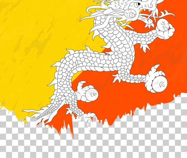 Grunge Stil Flagga Bhutan Transparent Bakgrund — Stock vektor