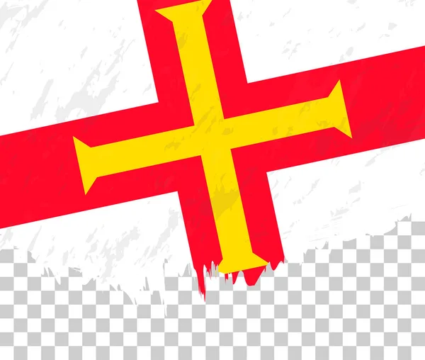 Bandera Estilo Grunge Guernsey Sobre Fondo Transparente — Vector de stock