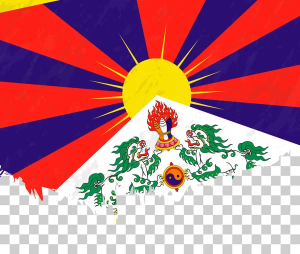 Flagge Tibets Grunge Stil Auf Transparentem Hintergrund — Stockvektor
