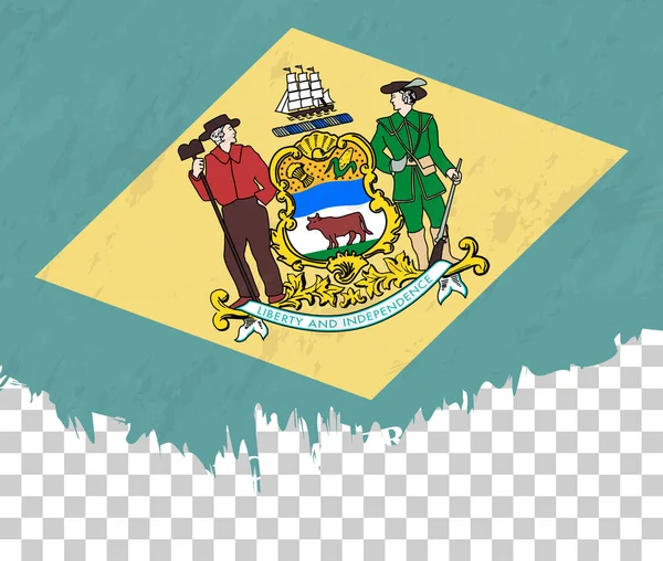 Grunge Flagge Von Delaware Auf Transparentem Hintergrund — Stockvektor