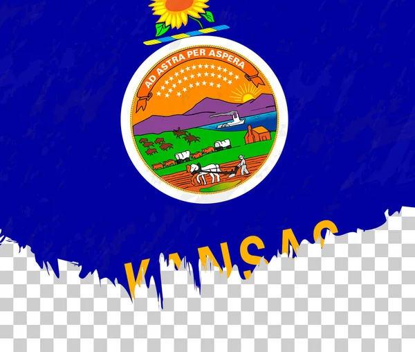 Bandera Estilo Grunge Kansas Sobre Fondo Transparente — Vector de stock